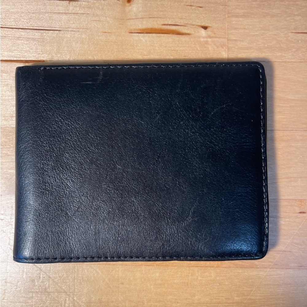 Perry Ellis Portfolio Men's Genuine Leather Bifold Wallet ID Holder Black